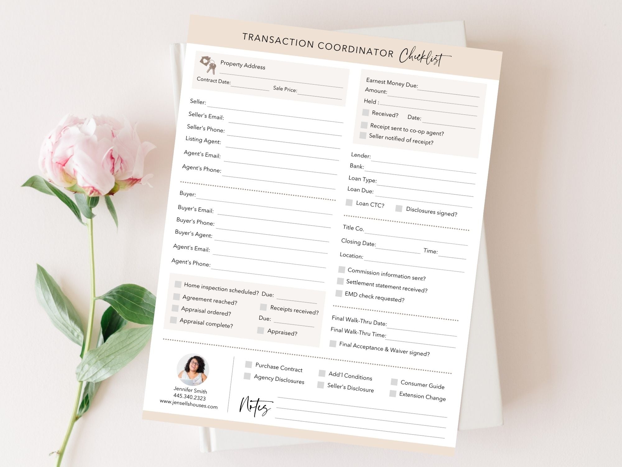 Real Estate Transaction Coordinator Checklist - Editable template for facilitating a smooth transaction process and guiding coordinators through essential tasks for successful real estate transactions.