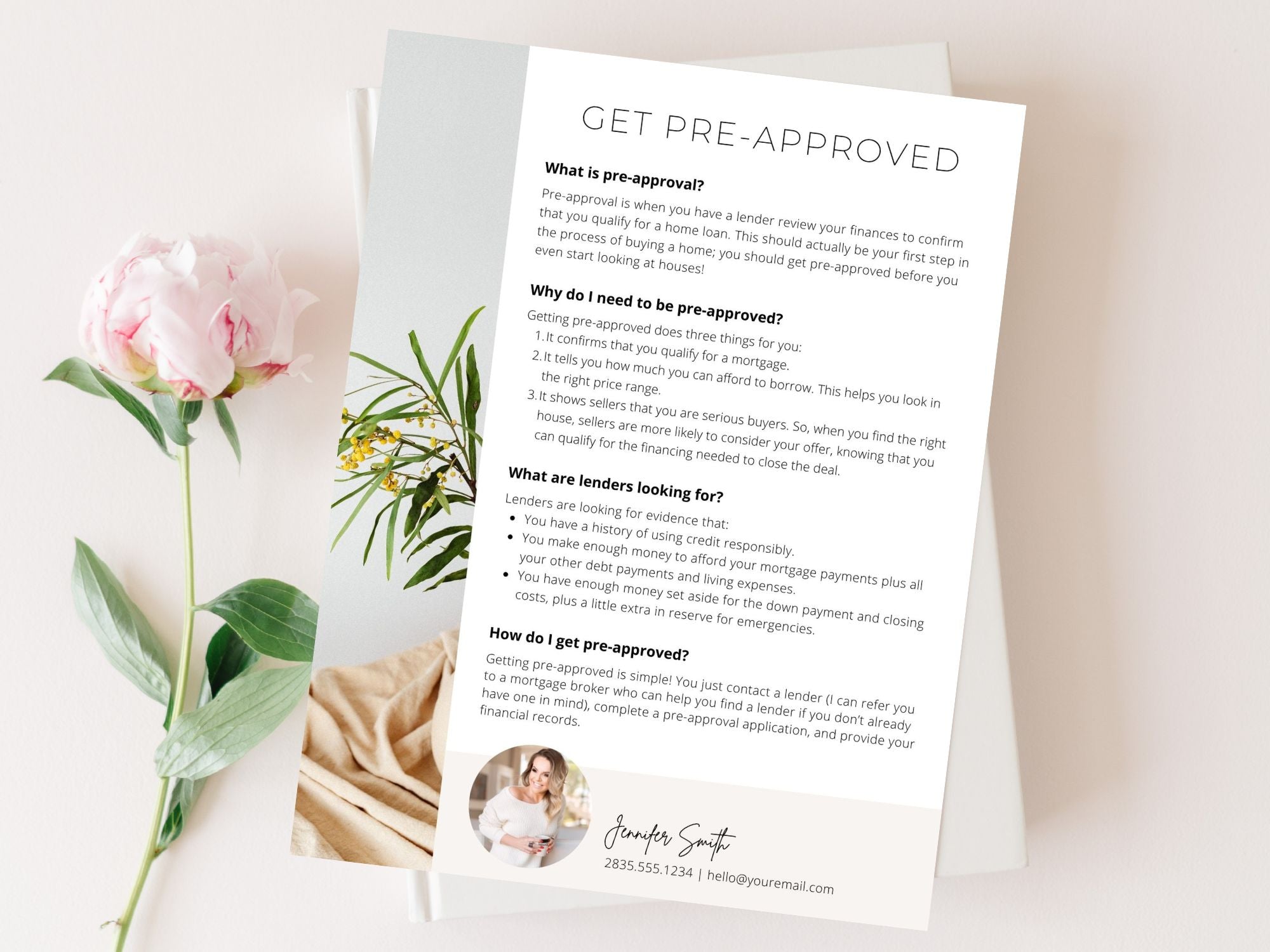 Minimal Get Pre-Approved Flyer - Sleek mortgage marketing tool for an efficient and hassle-free pre-approval process.