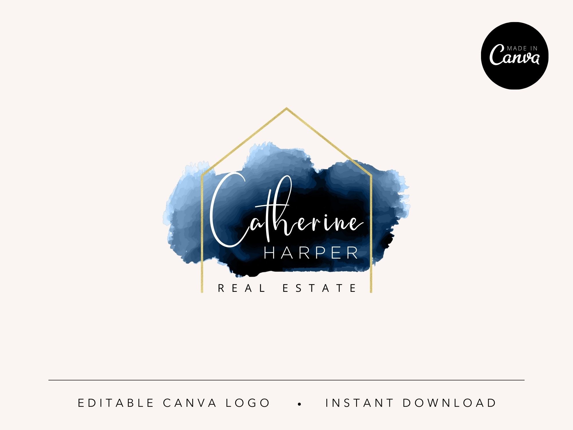 Catherine Harper Navy Logo Template - Minimalist navy logo designed for real estate professionals.
