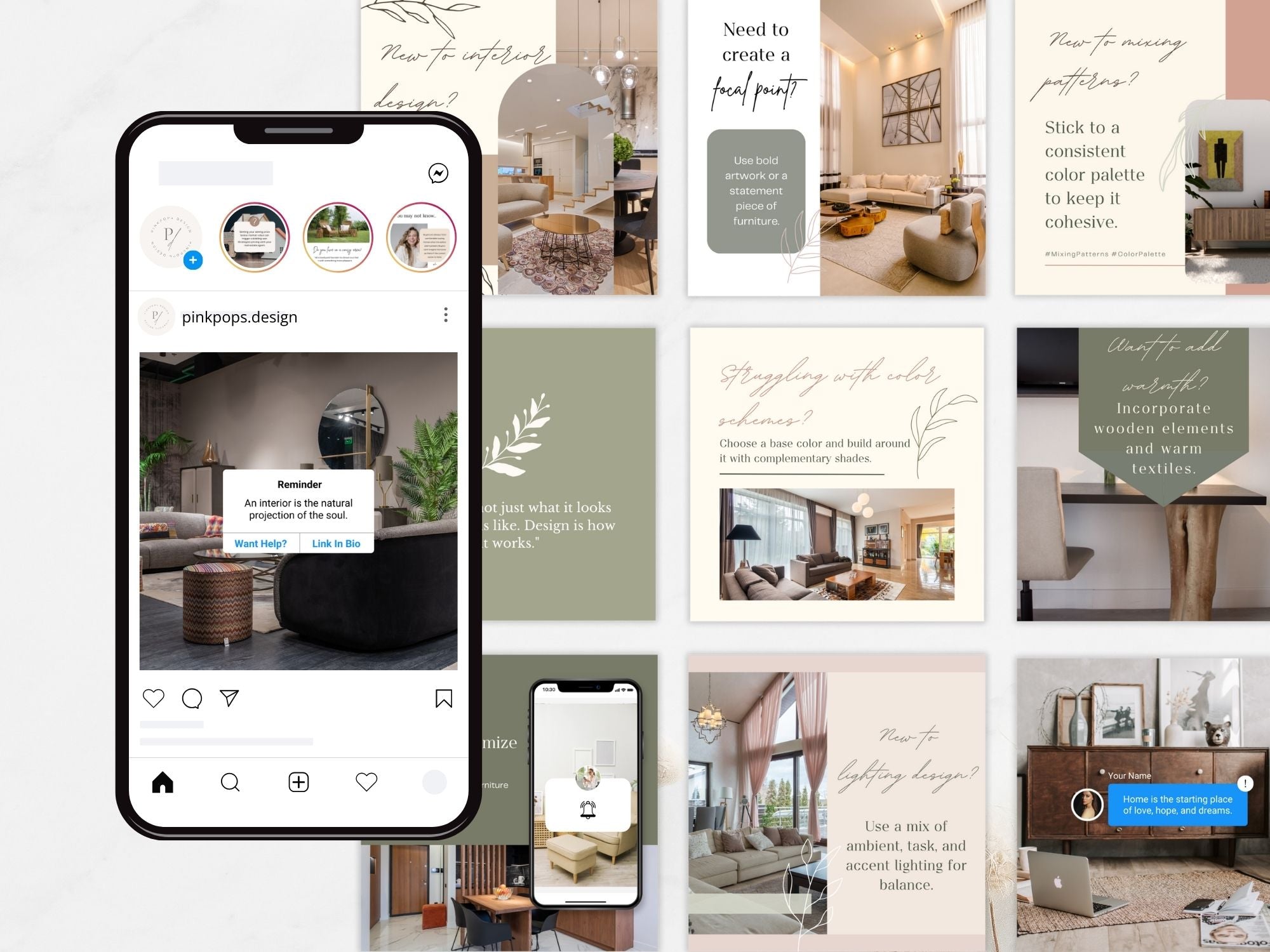 50 Interior Design Tips Instagram Posts Vol 01 - Stylish templates offering valuable interior design advice.