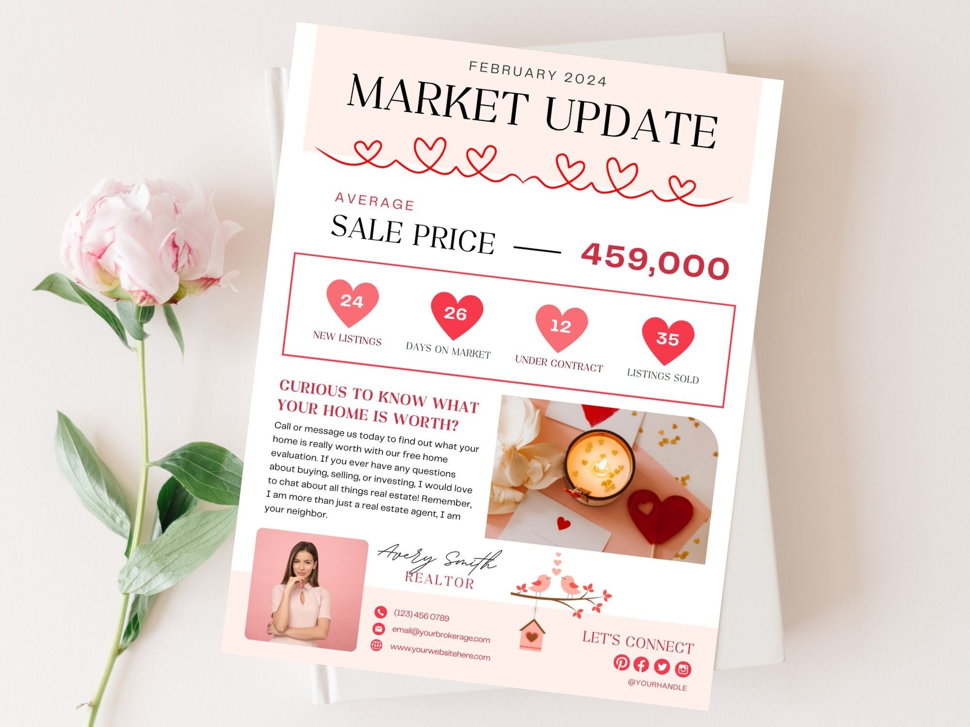 Valentine Market Update Flyer - Professionally designed real estate flyer with Valentine's charm for effective client communication.