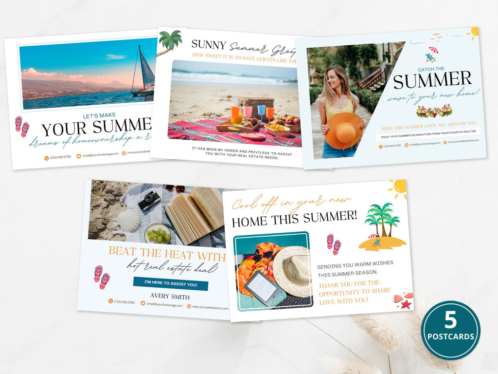 Summer Postcard Bundle - Vibrant designs perfect for staying connected with clients and prospects during the sunny season.