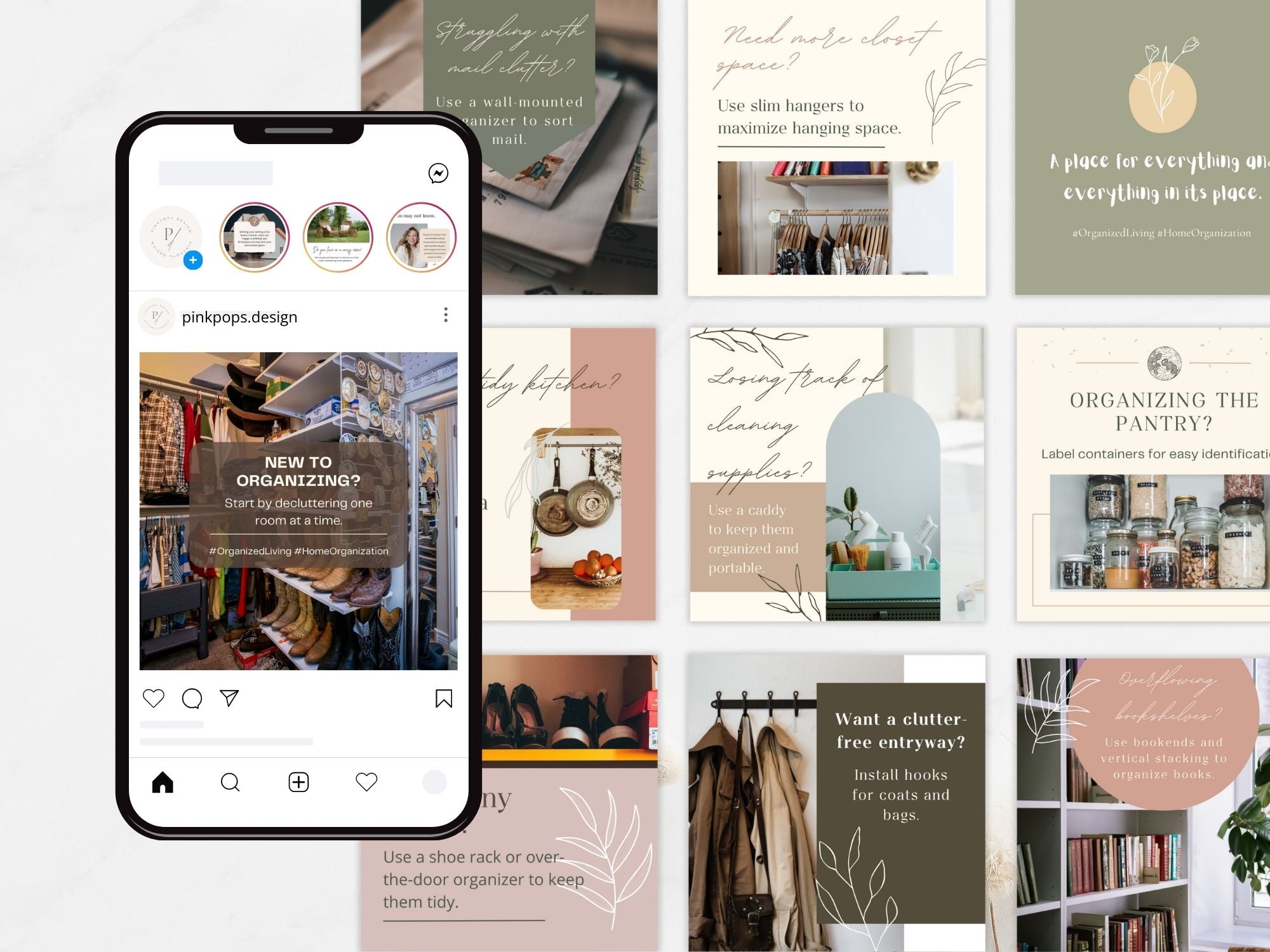 50 Organizing Tips Instagram Post Vol 01 - Beautifully designed templates with practical  organizing tips.