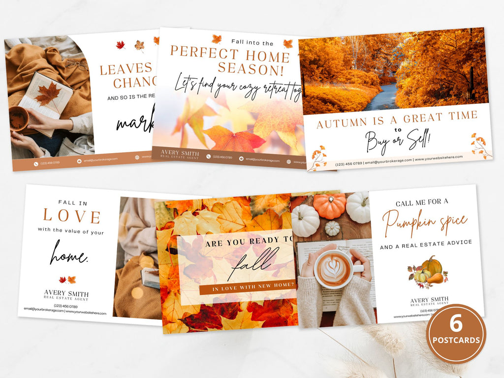 Fall Postcard Bundle Vol 02 - Autumn-themed postcards designed for real estate marketing.