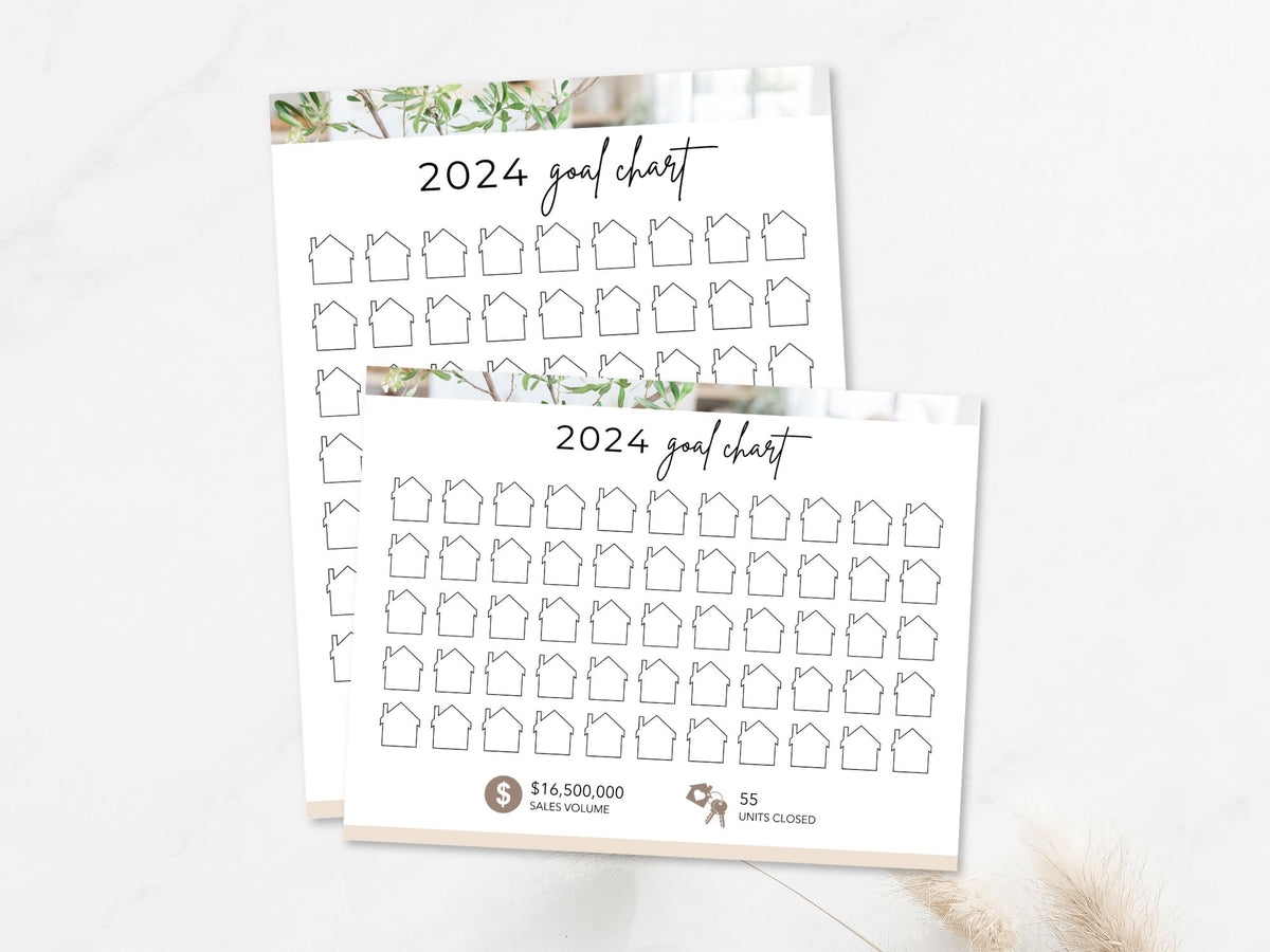 Real Estate 2024 Realtor Goal Chart - Comprehensive chart for goal setting and tracking, providing a motivational and practical tool for achieving real estate milestones in the year 2024.