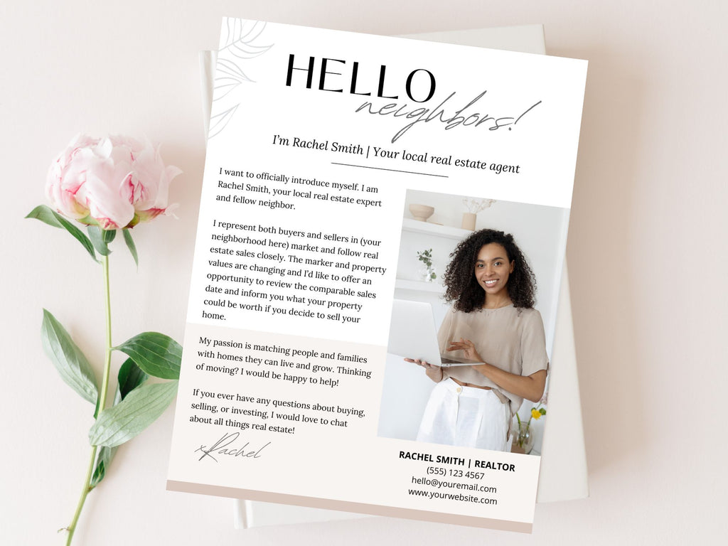 Hello Neighbors Real Estate Letter Vol 02 - Personalized letter designed for community engagement, showcasing real estate expertise and fostering connections within the neighborhood