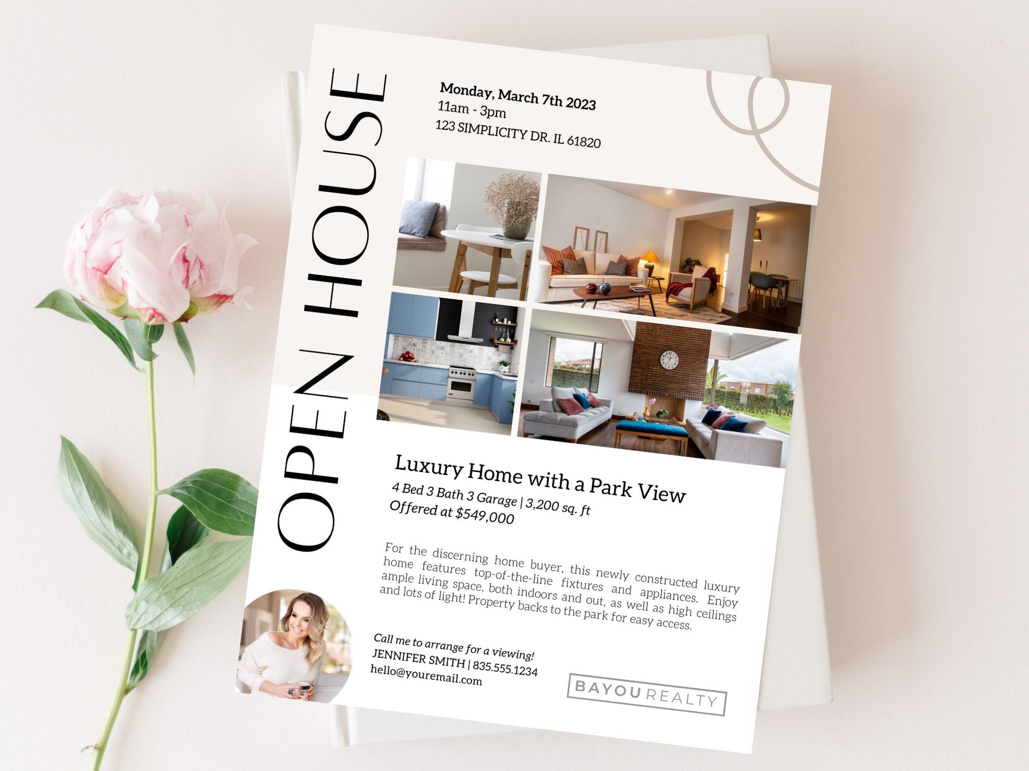 Real Estate Luxury Open House Flyer - Visually captivating tool for promoting high-end open house events in the luxury real estate market.