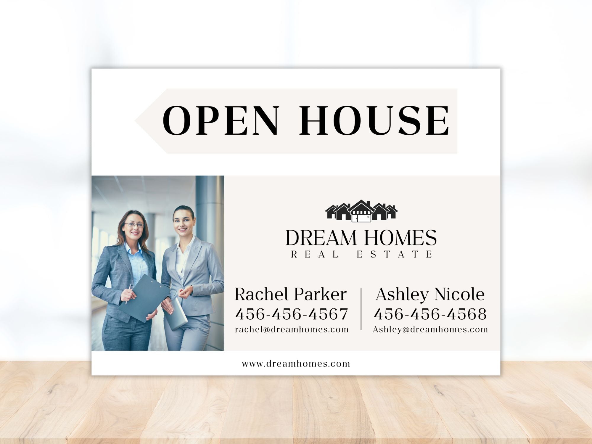  Beige Multiple Agents Open House Sign (18 x 24)- Stylish and sturdy sign for promoting open  houses with multiple agents.
