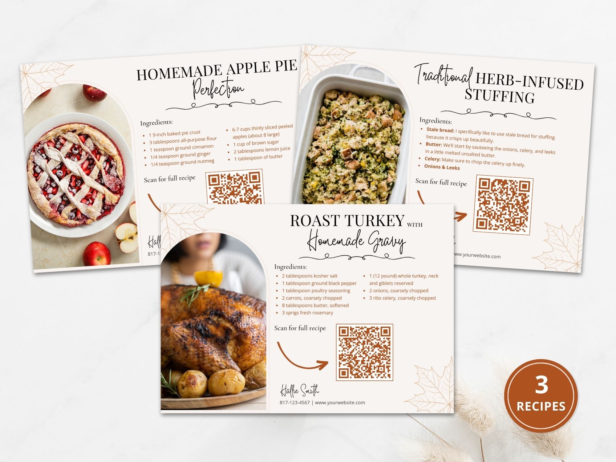 Real Estate Thanksgiving Recipe Postcard Bundle - Delightful bundle combining festive design with mouthwatering recipes for a unique and engaging way to express gratitude and connect with clients during the Thanksgiving season.