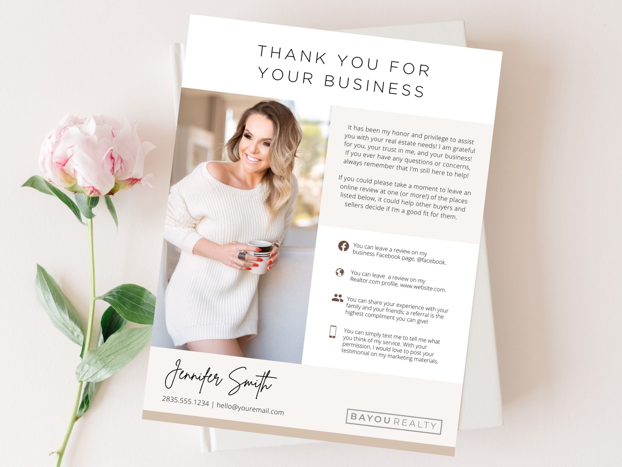 Real Estate Review Request - Professionally crafted communication inviting clients to share positive experiences for boosting online presence and building credibility and trust.