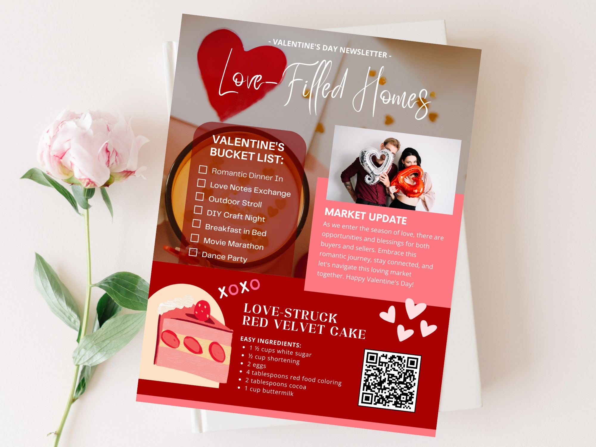 Valentine's Day Newsletter 2024 - Professional real estate newsletter template with romantic design elements.
