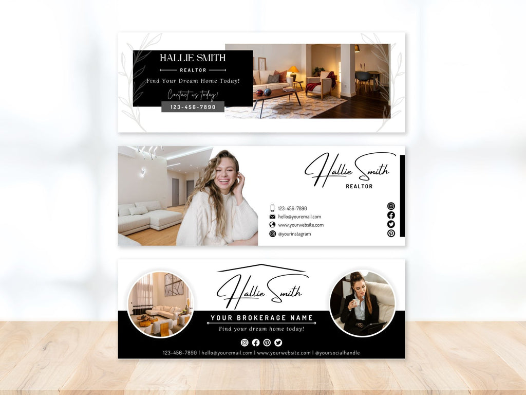 Real Estate Black Email Signature Vol 01 - Sleek and minimalist email signature for real estate professionals.