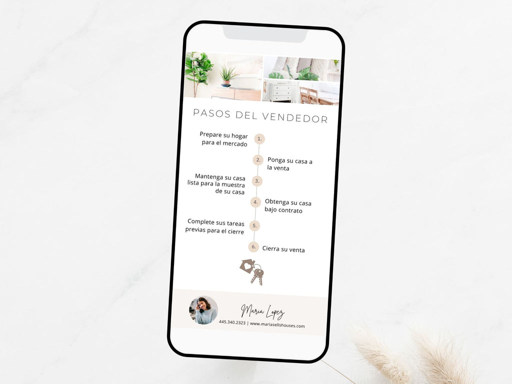 Spanish Textable Buyer & Seller Roadmap - Navigate the real estate journey in Spanish with a textable roadmap, guiding clients through the buying and selling process for valuable insights and a seamless experience.