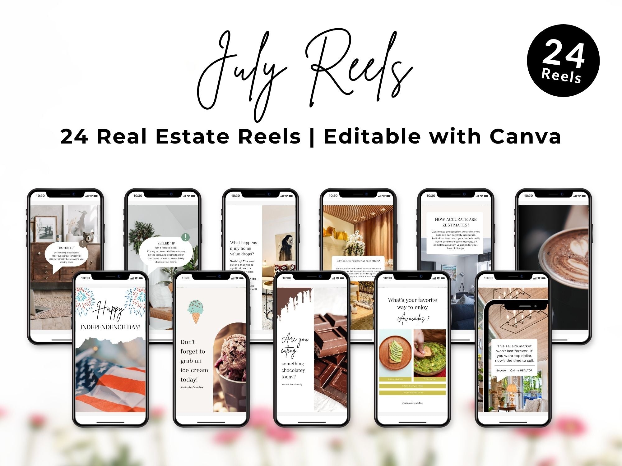 July real estate Instagram reel templates with patriotic summer theme