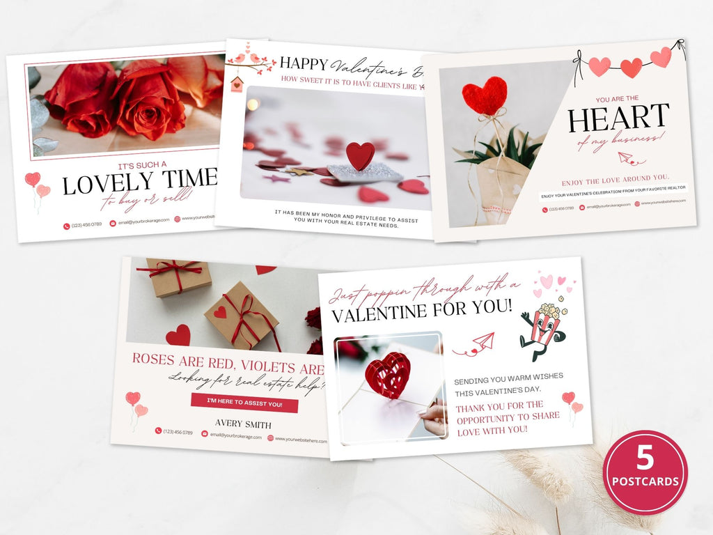 Valentine Postcard Bundle - Professionally designed real estate postcards with a touch of Valentine's charm for impactful marketing.