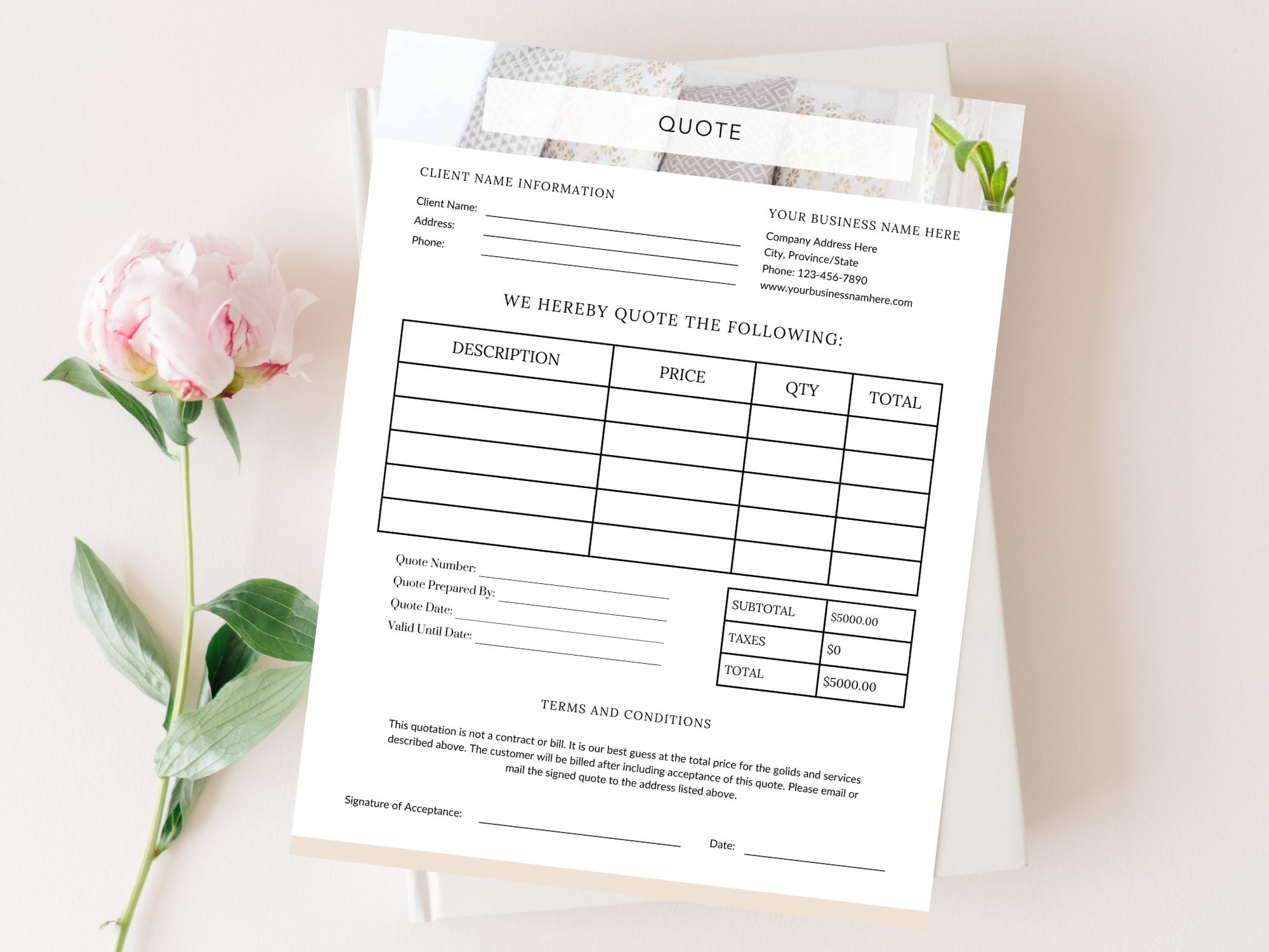 Cleaning Services Quotation - Editable template for presenting professional cleaning service quotes, streamlining the quotation process, ensuring accuracy and organization for quotes in the cleaning business.