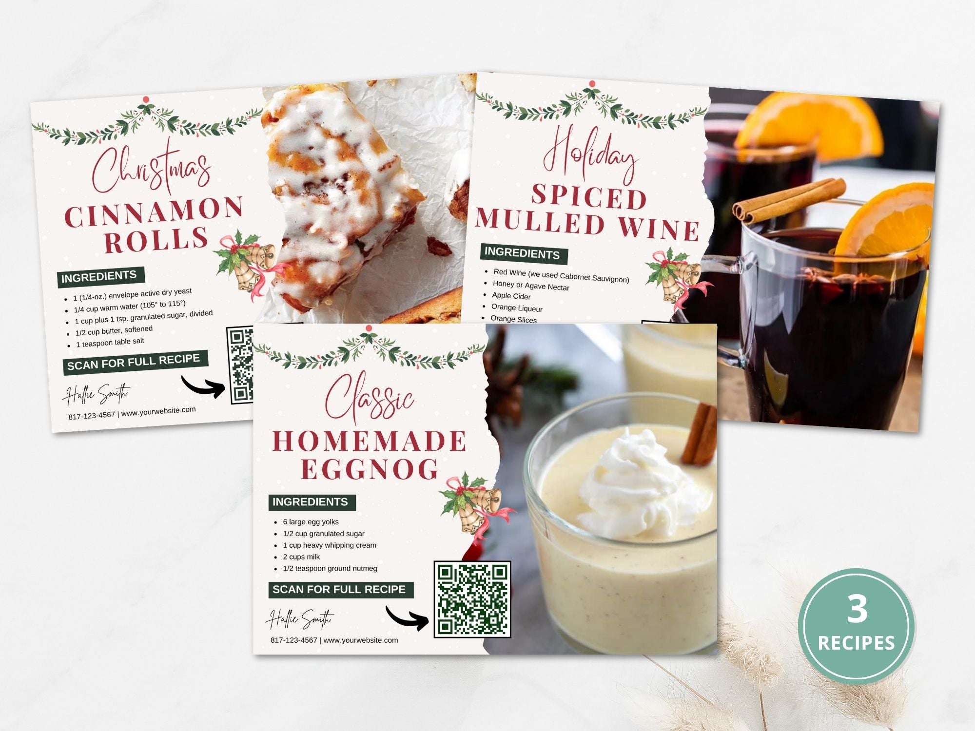 Real Estate Christmas Recipe Postcard Bundle - Festive Holiday Recipes