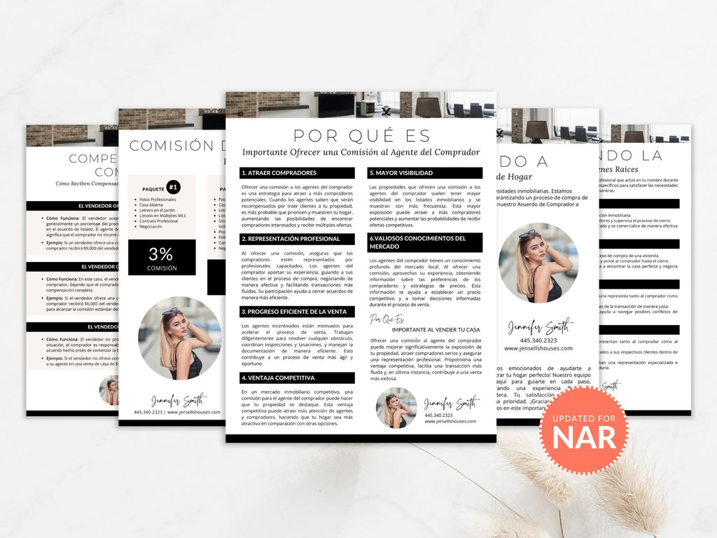 Spanish Buyer Agent Commission Sheets Vol 02 - Real estate commission and representation
sheets in Spanish for agents and clients.