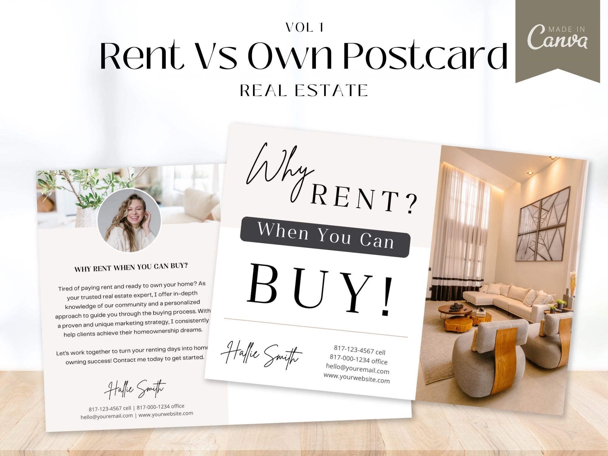 Rent Vs Own Postcard Vol 01- Showcasing the advantages of homeownership.