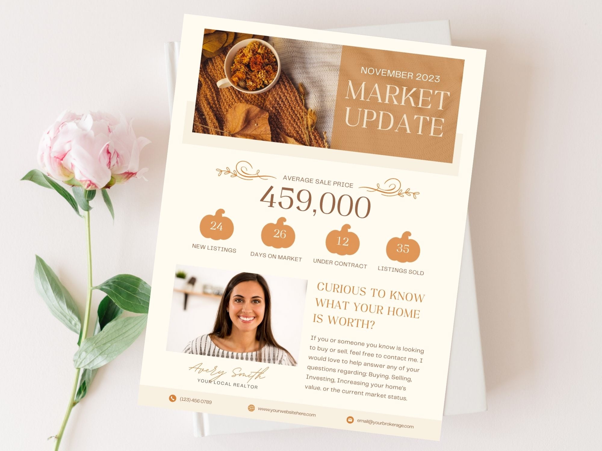 Real Estate Fall Market Update Flyer - Visually appealing flyer providing essential fall market insights for effective communication with clients and prospects.