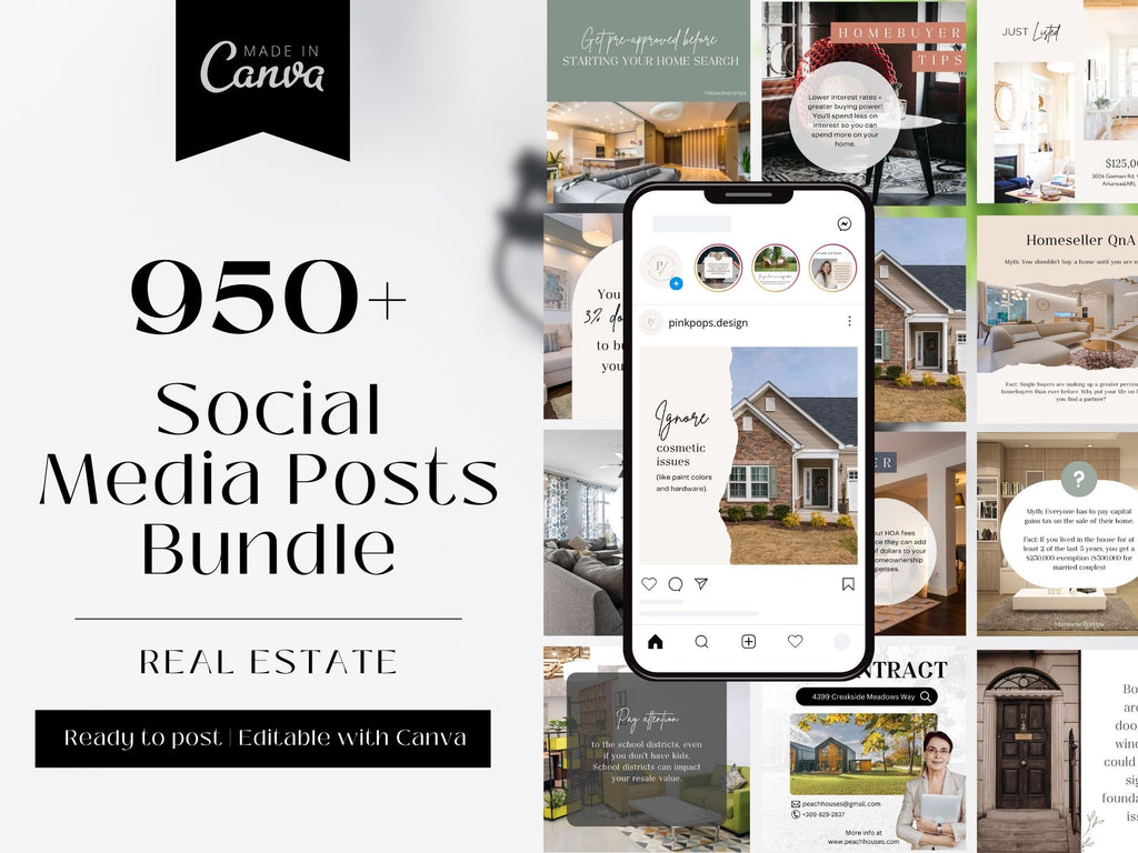  Social Media Posts Bundle- Engaging templates for real estate marketing.