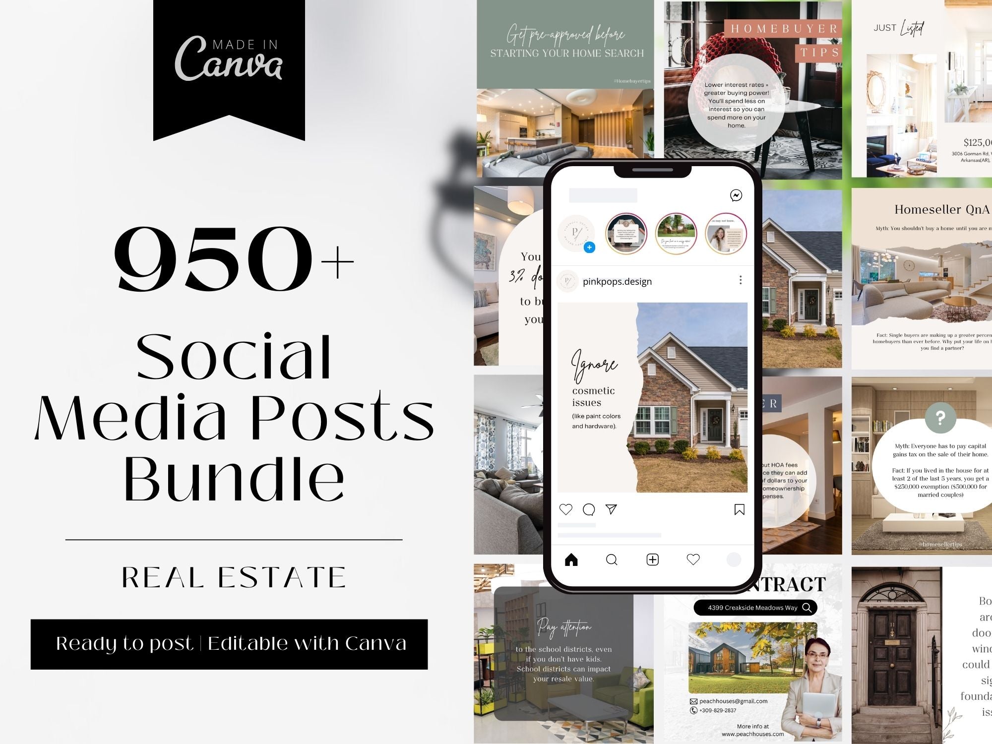  Social Media Posts Bundle- Engaging templates for real estate marketing.