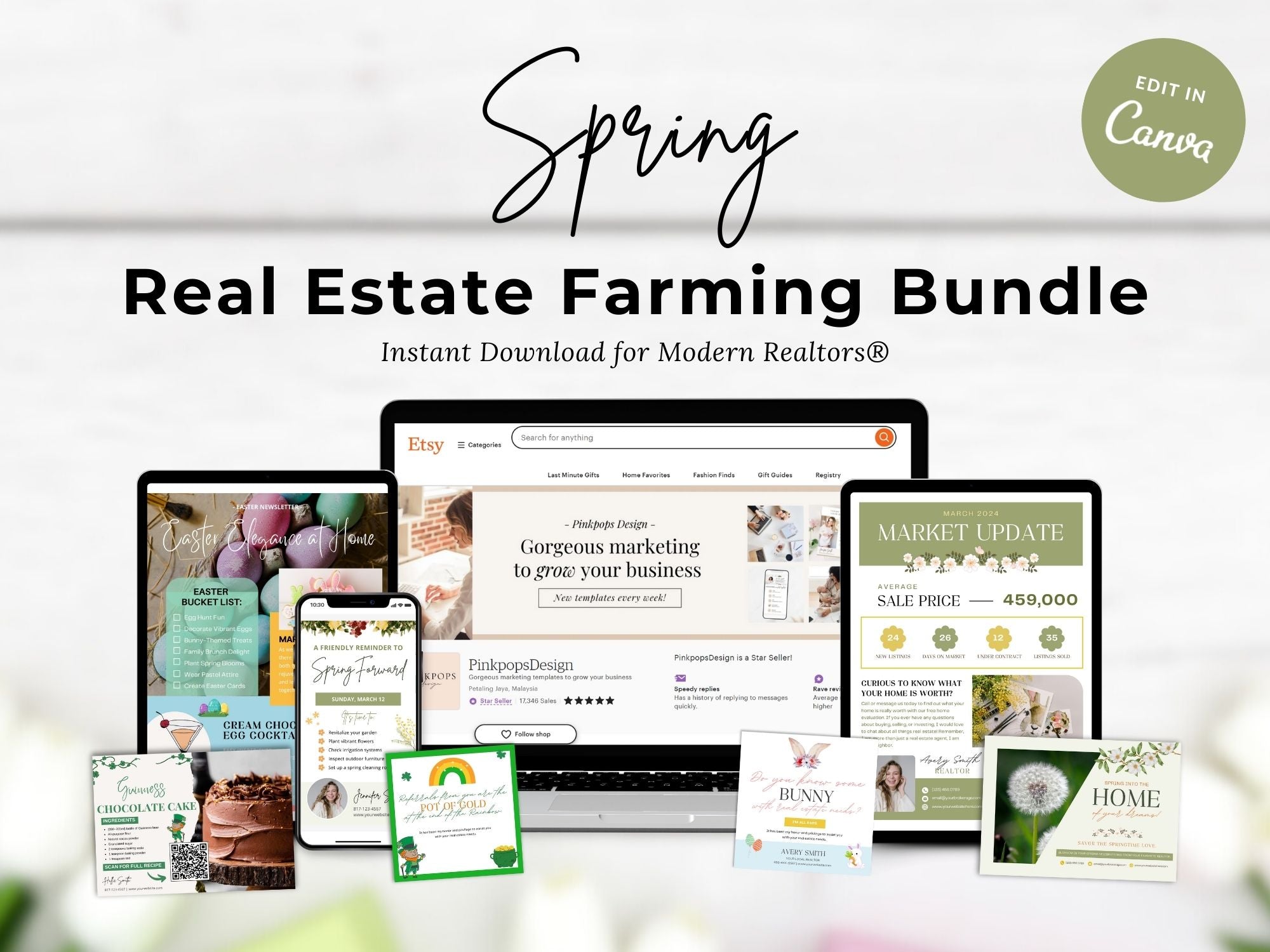 Spring Bundle - A collection of vibrant marketing materials for real estate professionals during the spring season.