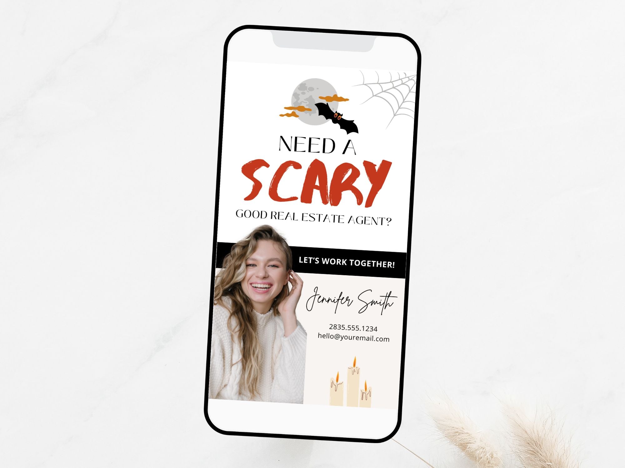 Scary Good Real Estate Agent Digital Halloween Card - Creatively designed digital card combining spooky fun with a professional touch for a unique and engaging way to express seasonal wishes during the Halloween season