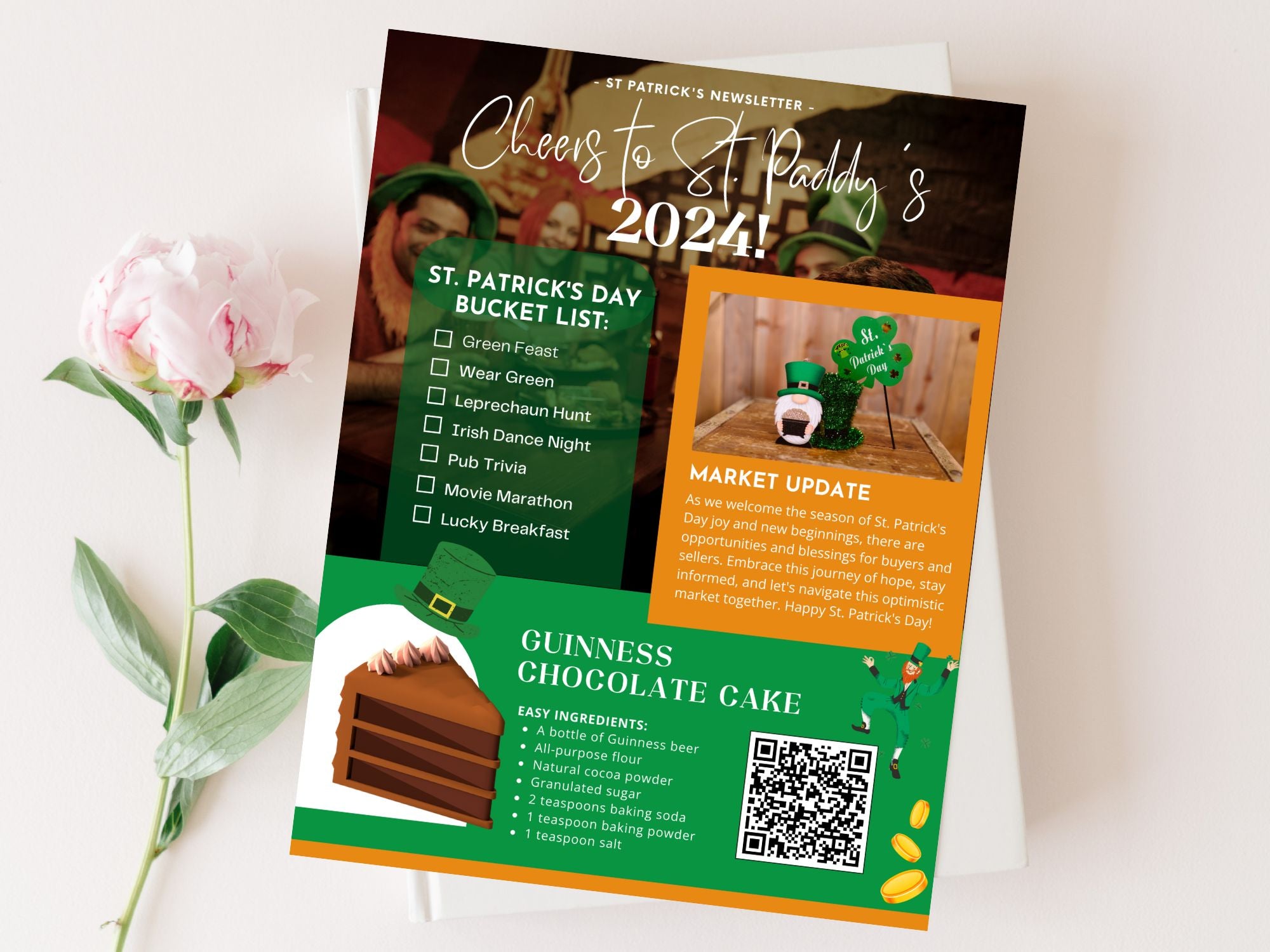 St. Patrick's Newsletter 2024 - Festive and professionally designed real estate newsletter template for March communication.