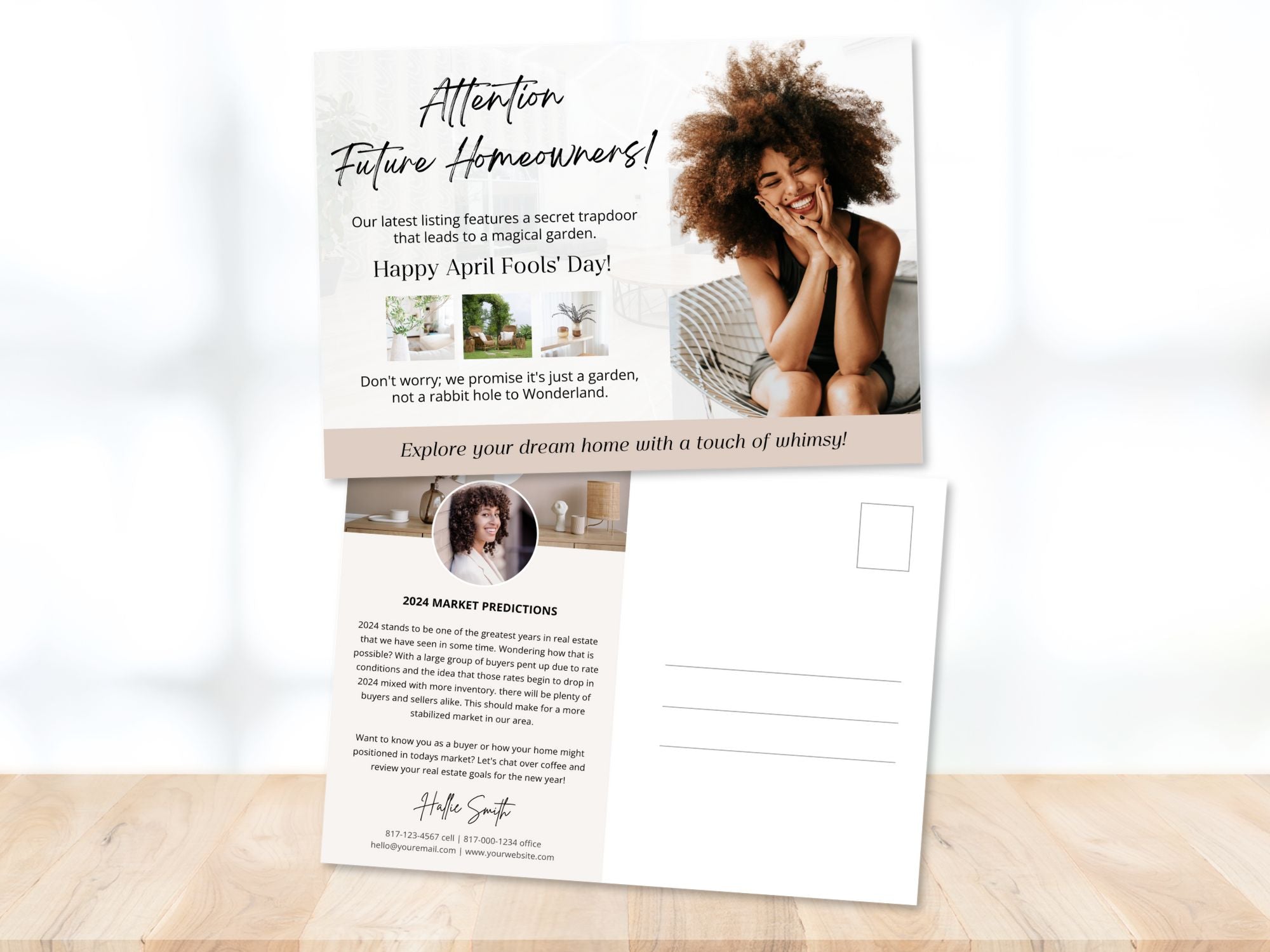 April Fool Joke Postcards - Professionally designed real estate postcards for lighthearted and playful communication during the April Fool's season.