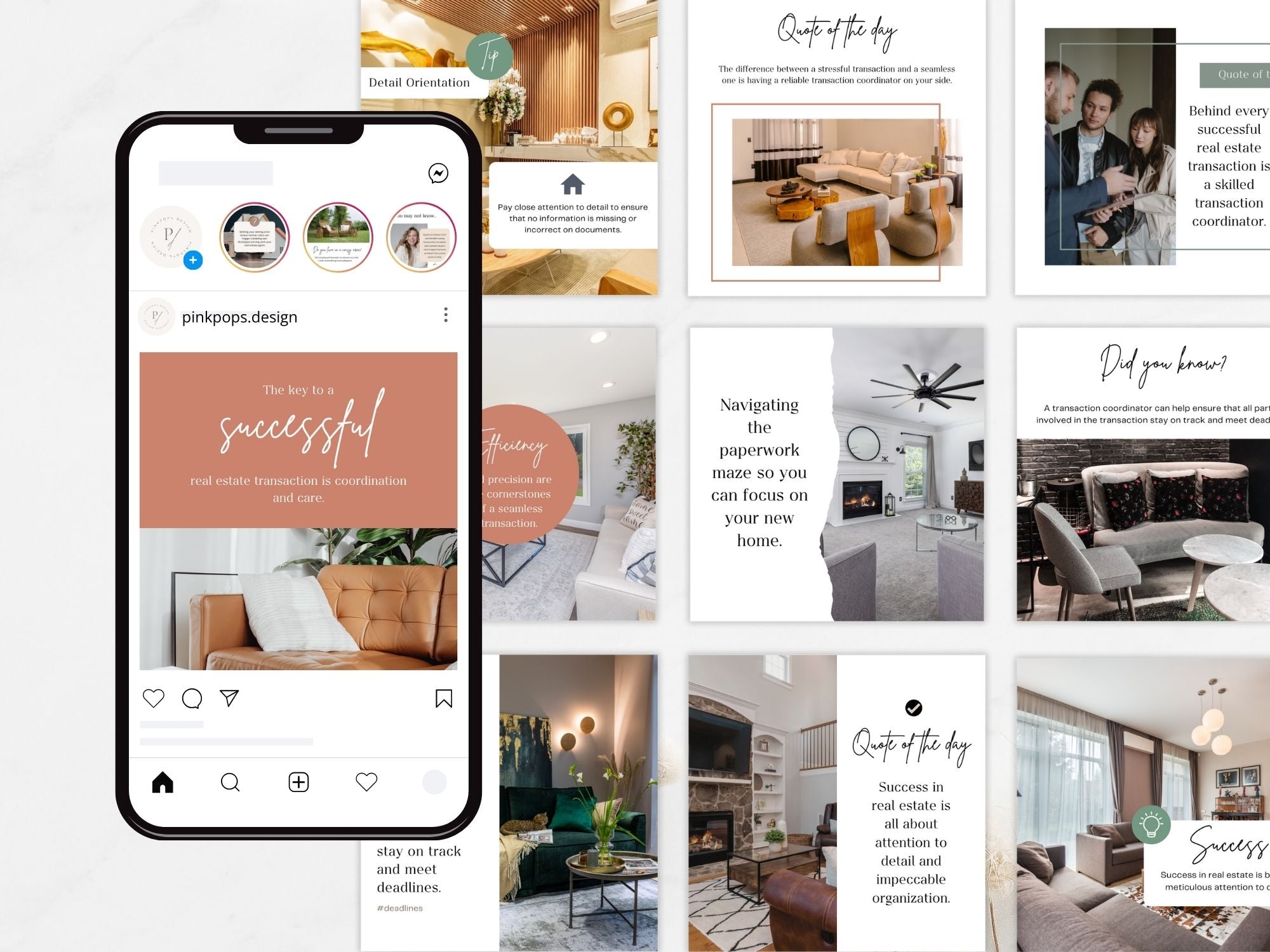  Transaction Coordinator Instagram Posts- Engaging templates for real estate transactions.