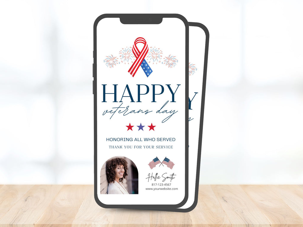 Real Estate Veterans Day Digital Card - Virtual expression of gratitude and appreciation for veterans' service, creating a meaningful connection in real estate digital outreach