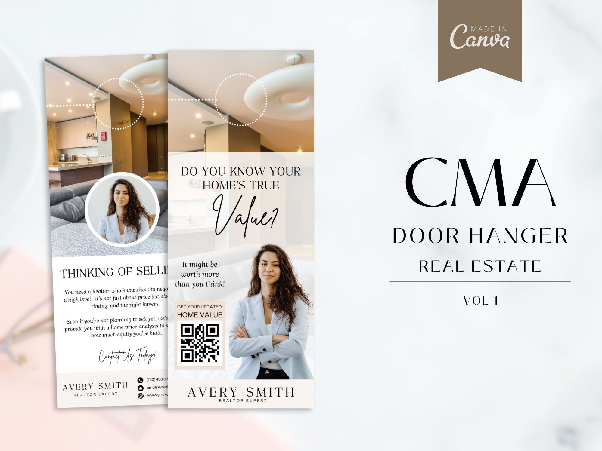 Real estate CMA door hanger offering free home value estimate