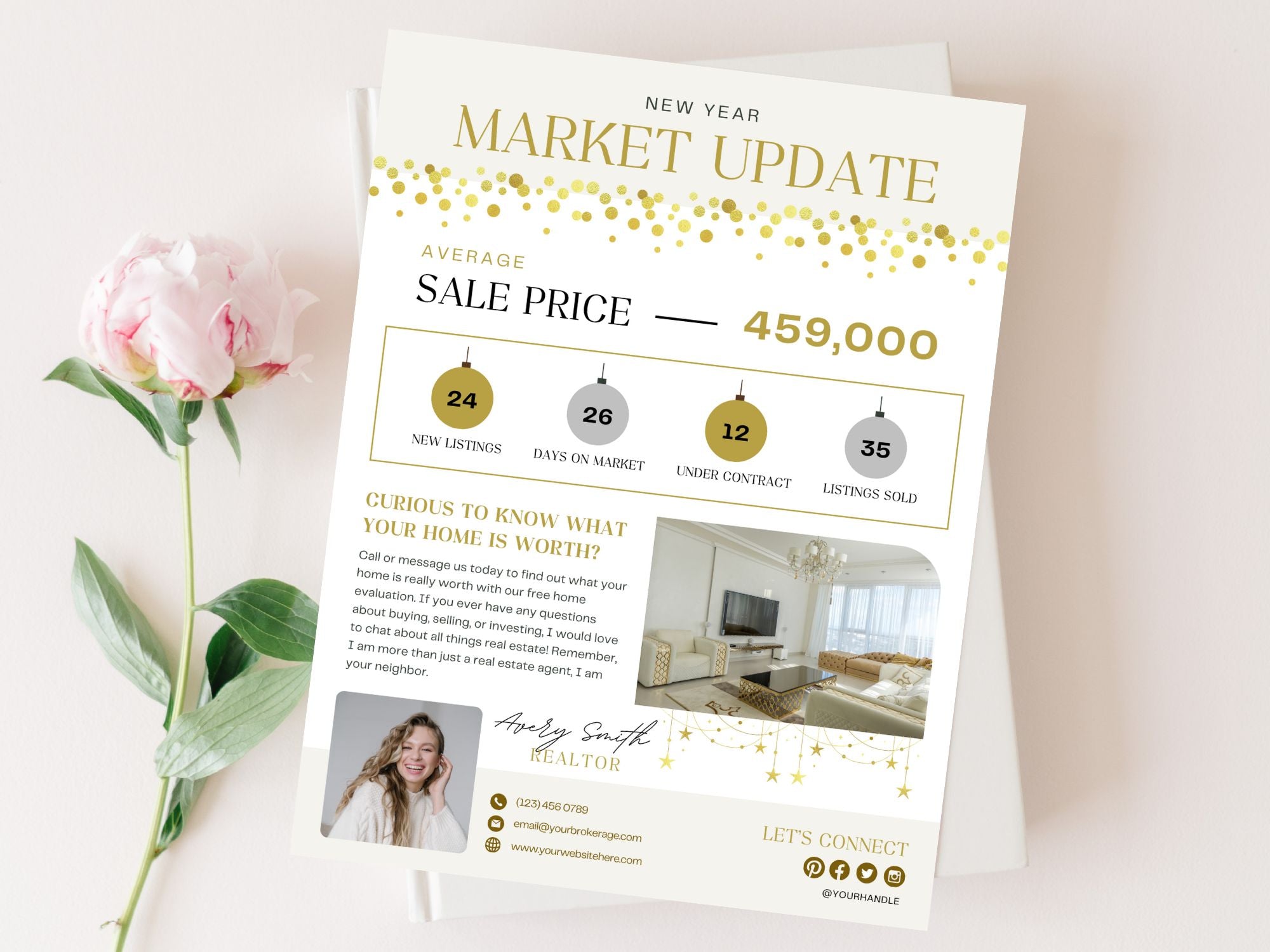 Real Estate New Year Market Update Flyer: Providing Insights into 2024 Real Estate Trends to Clients and the Community