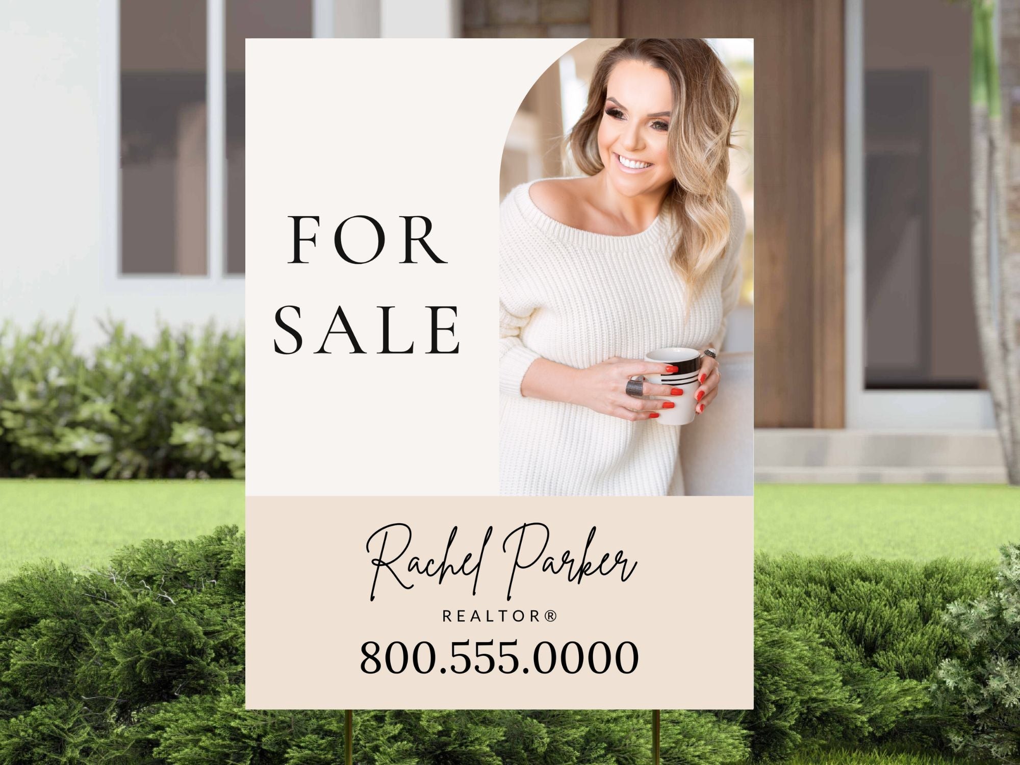Minimal For Sale Sign - Off-Centered - Capture attention with this unique and modern yard sign design, off-centered for a distinctive look, making your property stand out in the real estate market.