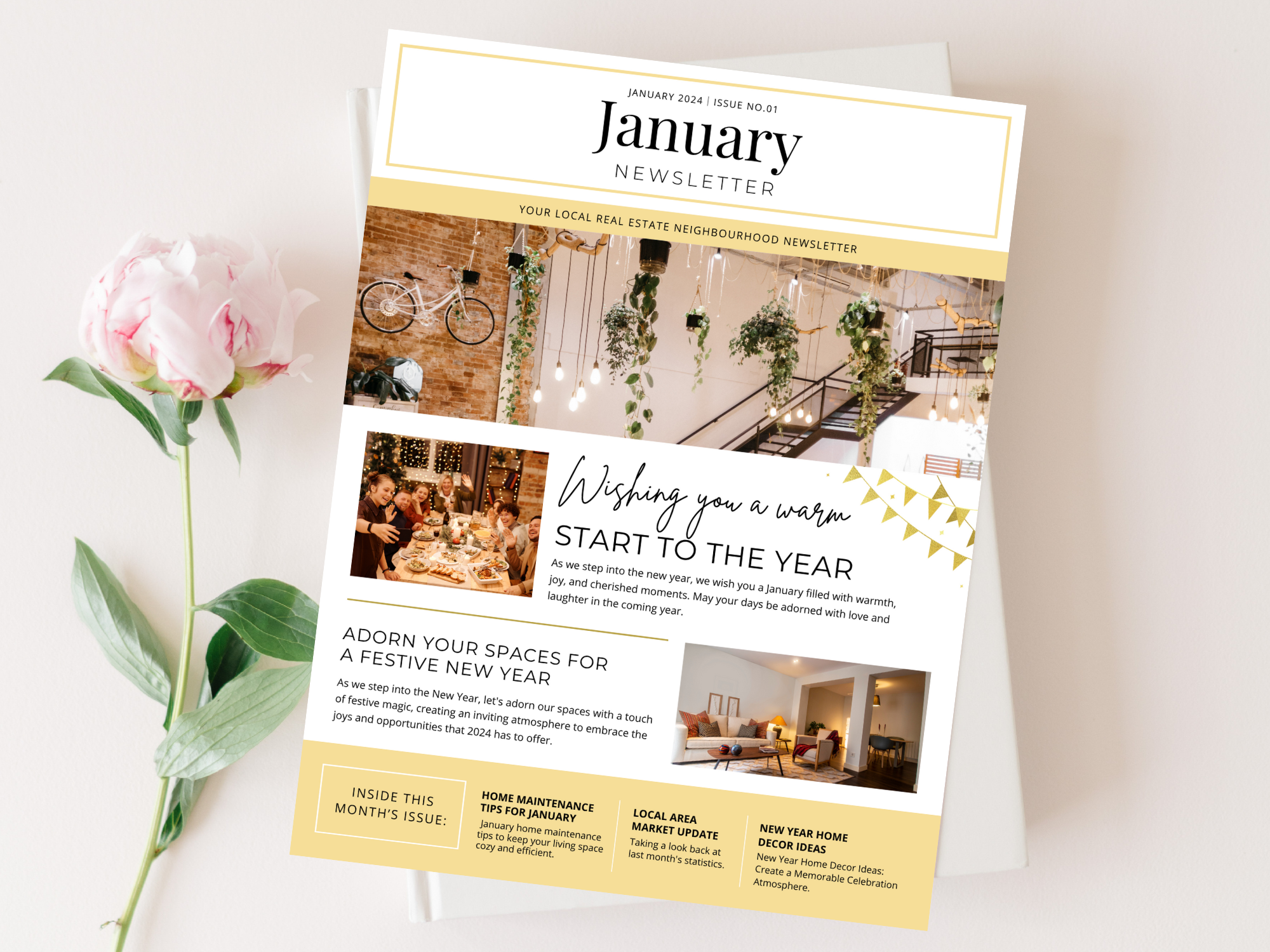 Real Estate Minimal January Newsletter 2024: Sharing Elegant and Informative Real Estate Insights with Clients and the Community in 2024