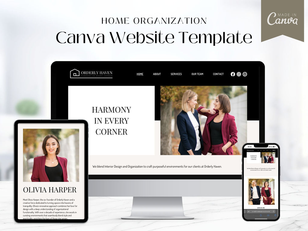 Professional Home Organization Canva Site - Comprehensive and user-friendly online platform for home organizers.