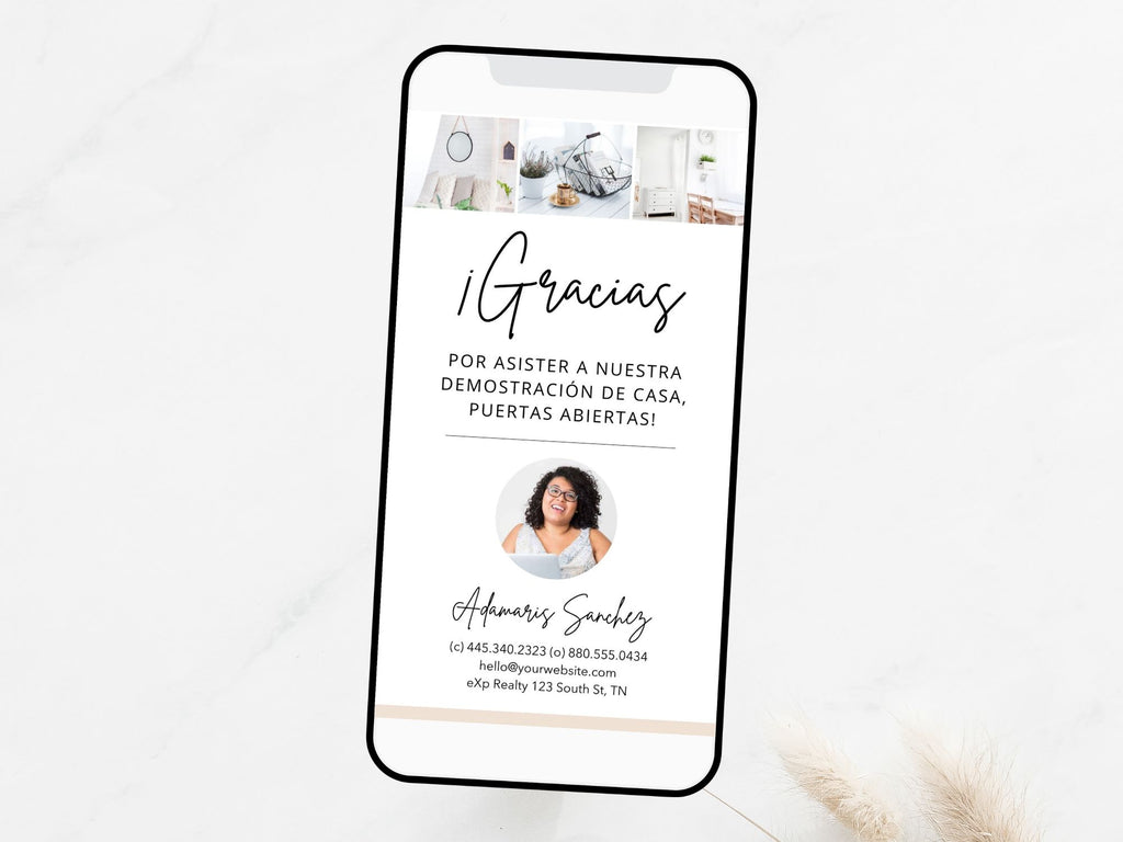 Spanish Textable Thank You Card - Express gratitude in Spanish with a versatile card allowing real estate professionals to send personalized thank-you messages to clients, fostering strong connections and appreciation.
