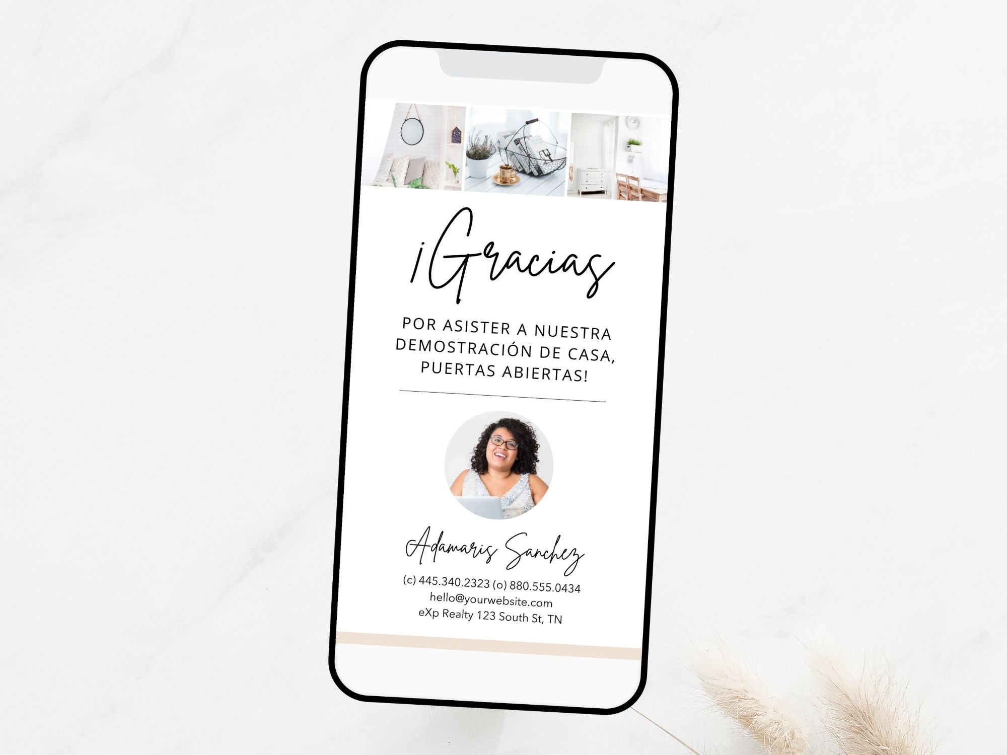 Spanish Textable Thank You Card - Express gratitude in Spanish with a versatile card allowing real estate professionals to send personalized thank-you messages to clients, fostering strong connections and appreciation.