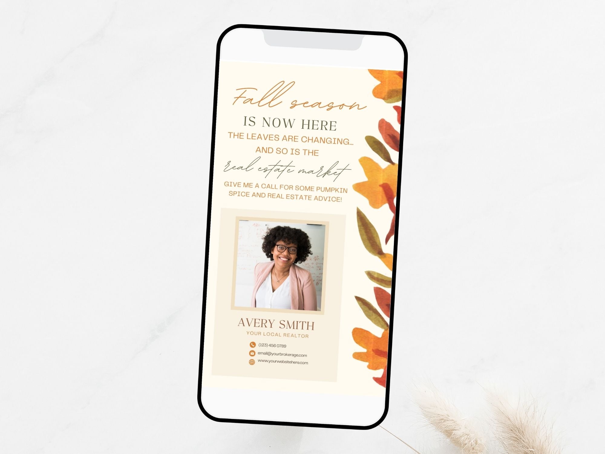 Real Estate Fall Digital Card Vol 01 - Visually appealing digital card for expressing gratitude and staying connected with clients in the fall season.