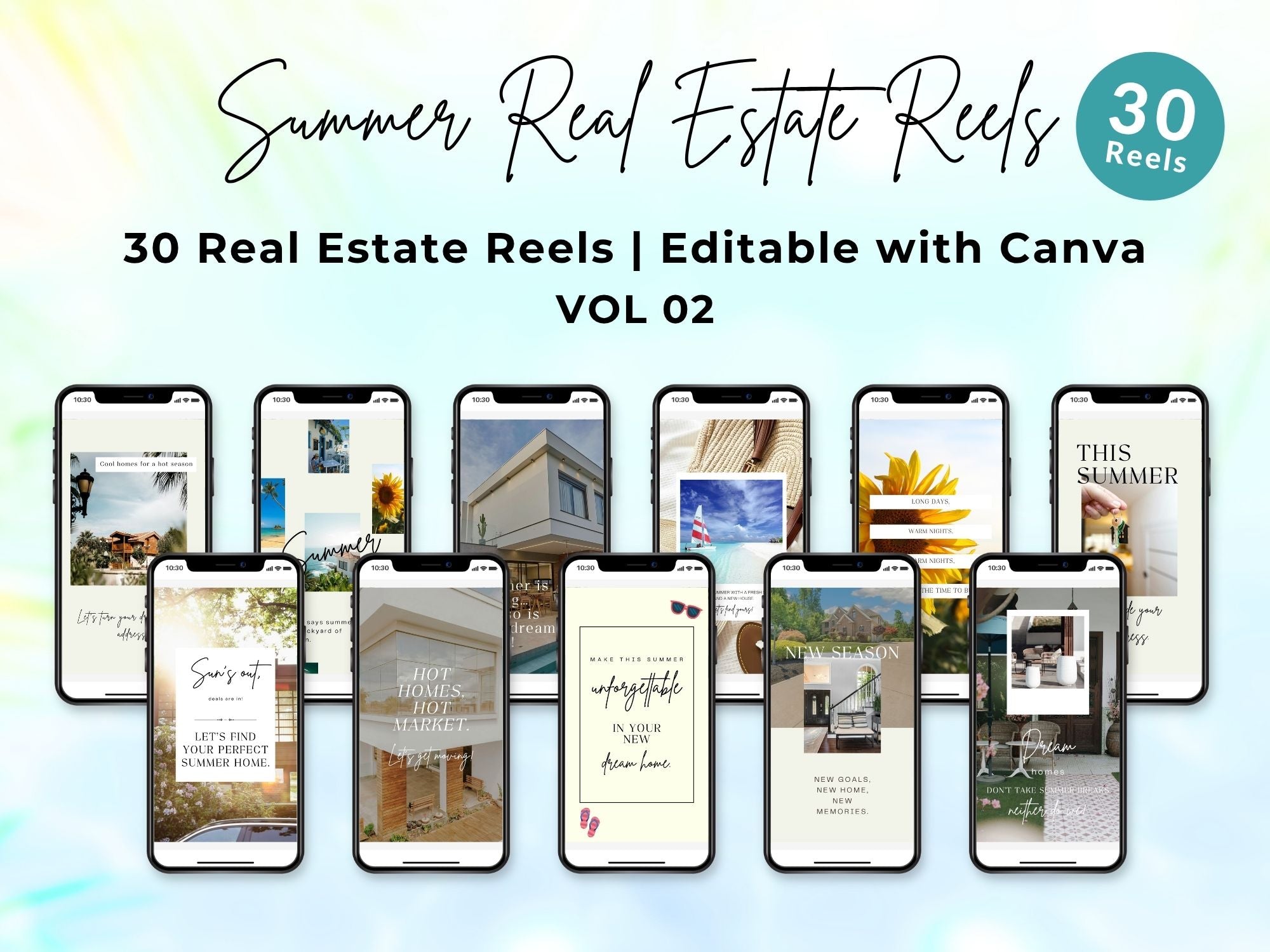 Instagram reel templates for real estate agents with summer themes