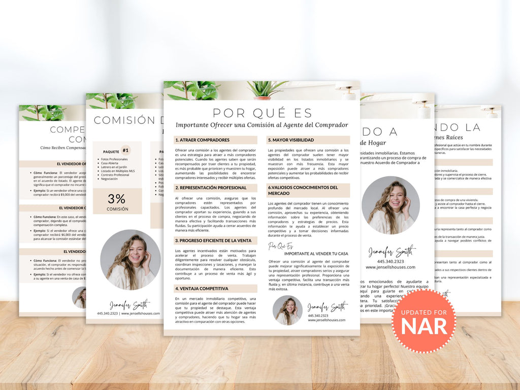 Spanish Buyer Agent Commission Sheets Vol 01 - Real estate commission and representation sheets in Spanish for agents and clients.