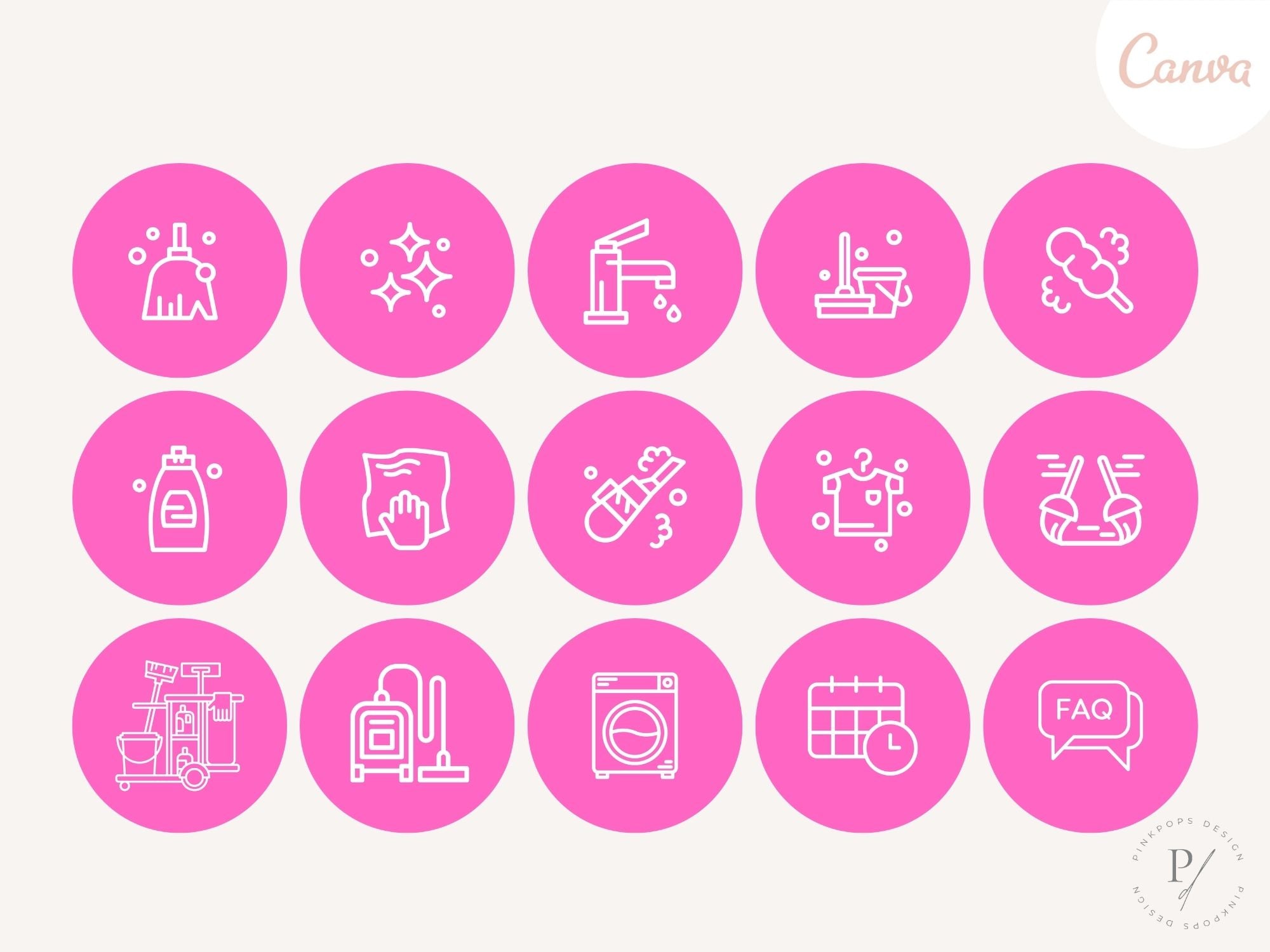 Pink White Cleaning Highlight Covers - Chic and professional icons for showcasing cleaning services on Instagram.