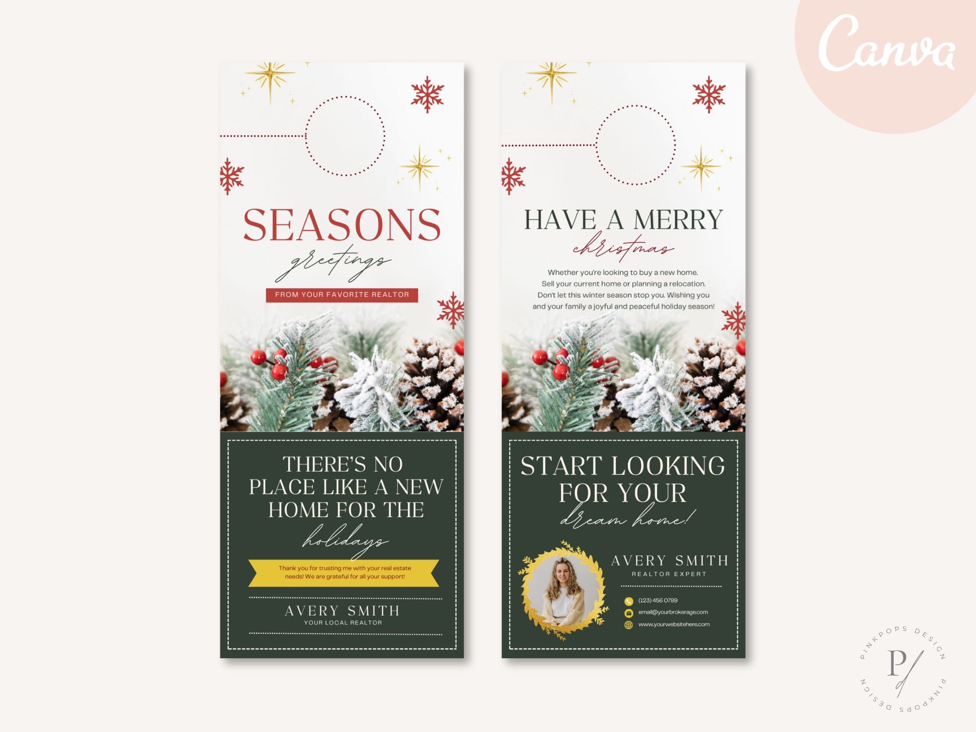 Real Estate Seasons Greeting Christmas Door Hanger - Green: Deck the Doors with Festive Holiday Greetings for Clients and the Community