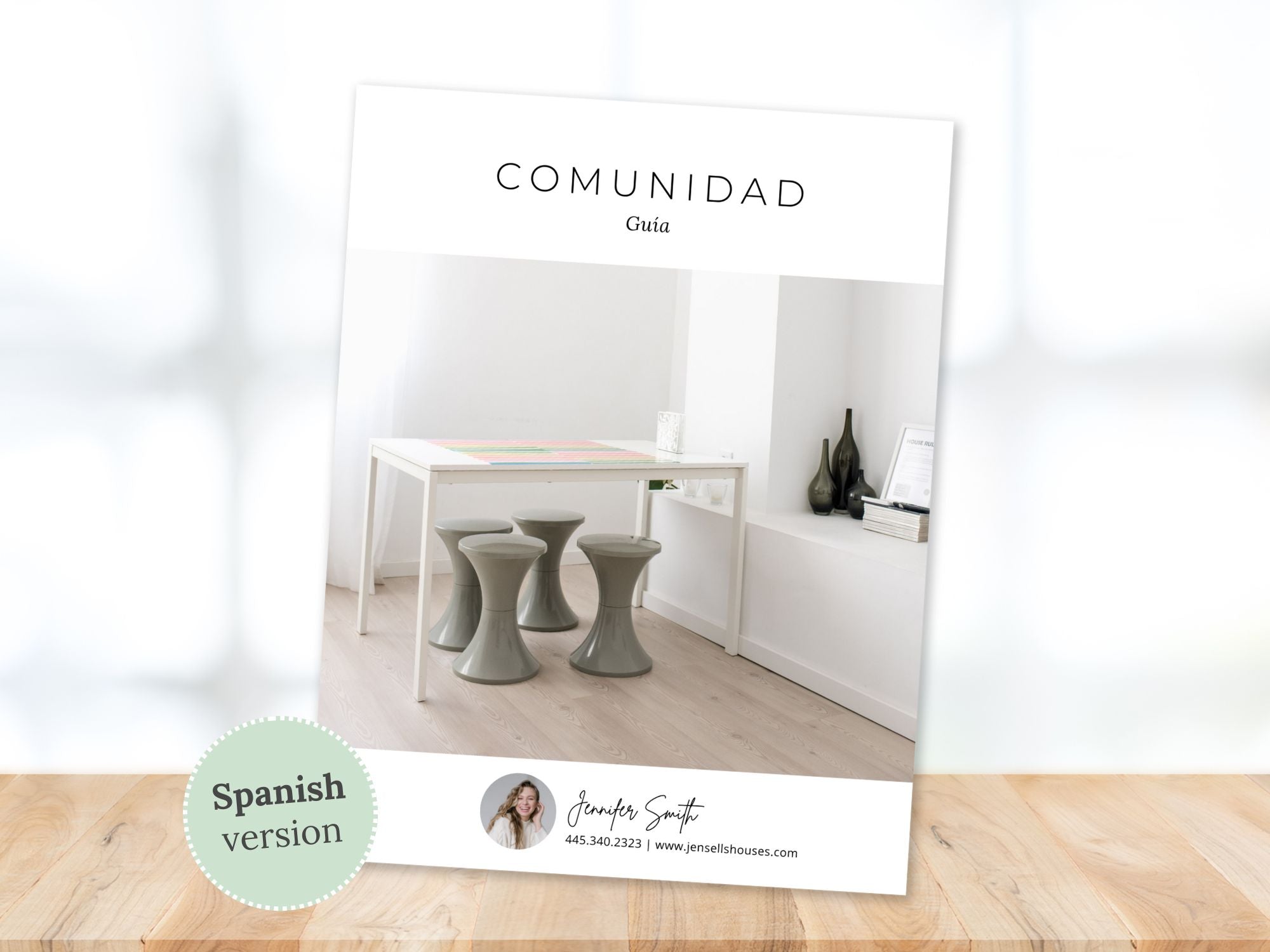 Minimal Spanish community guide offering essential insights for homebuyers.
