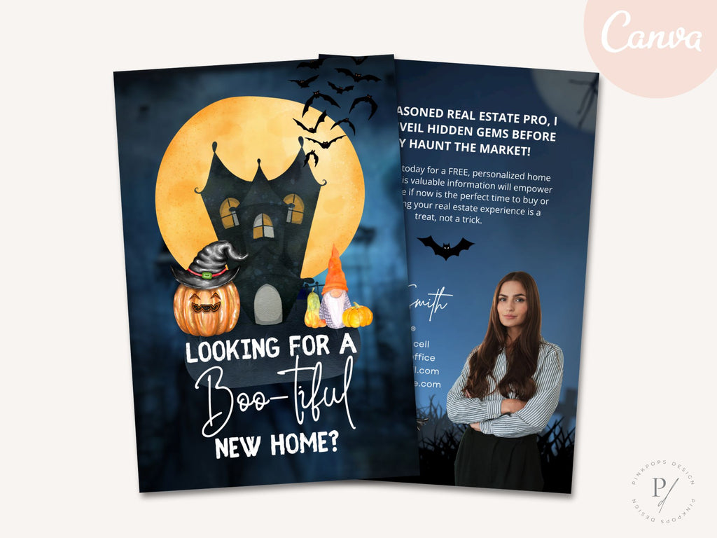 Real Estate Halloween Mailer - Eye-catching mailer with festive design and a touch of Halloween fun for expressing seasonal greetings and connecting with clients in a playful spirit.