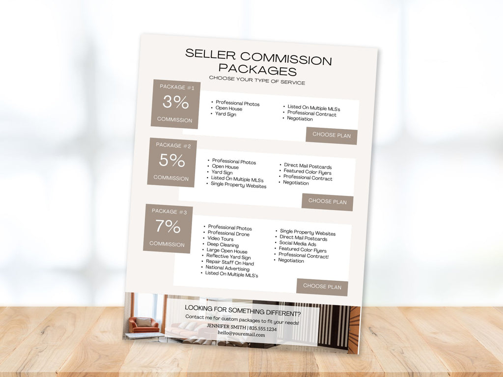 Luxury Seller Commission Flyer - Elegant flyer highlighting competitive commission rates for luxury real estate marketing.