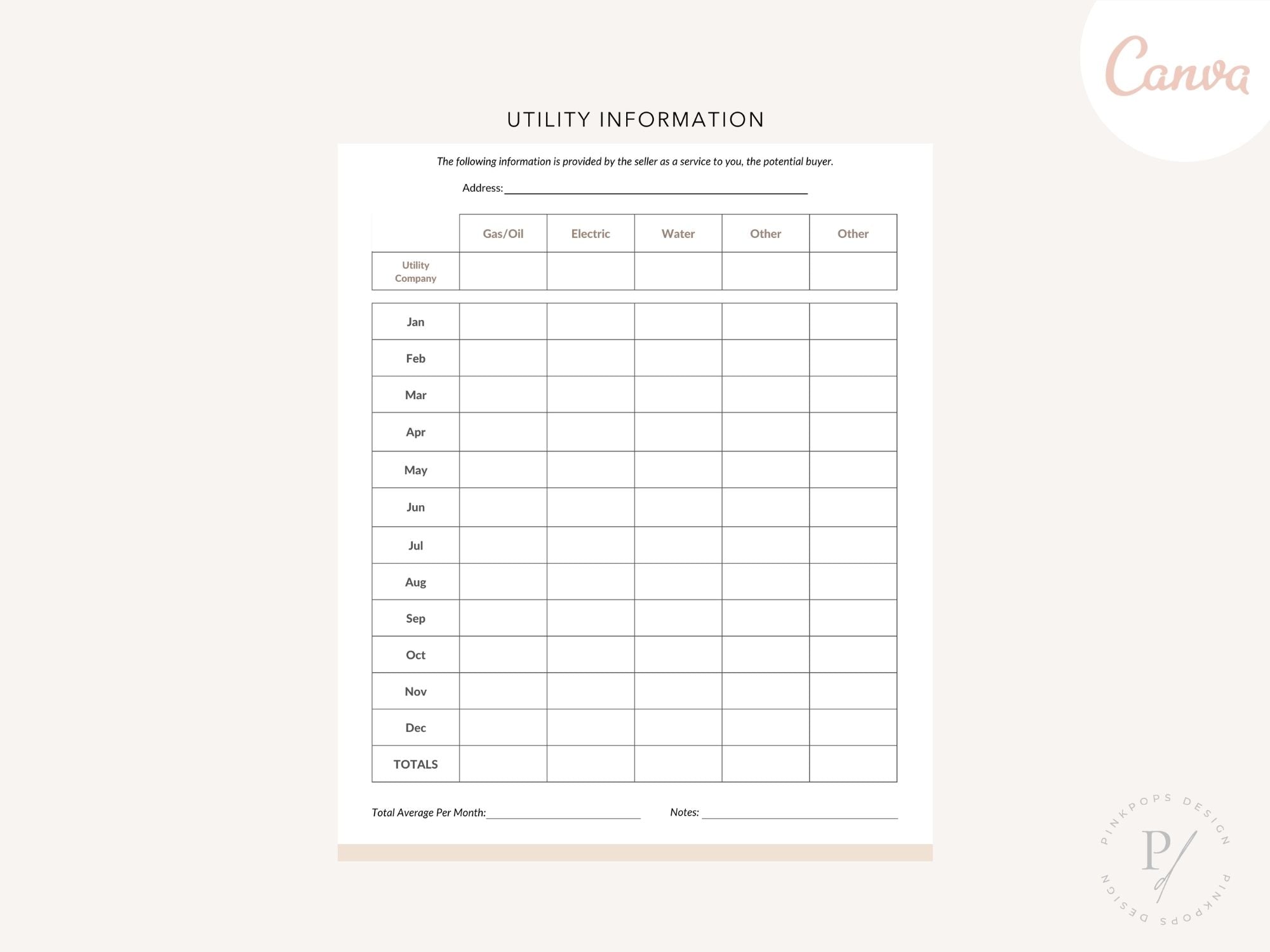 Real Estate Utility Information Sheet - Editable template for streamlining utility information and ensuring a smooth transition for new homeowners in the real estate journey.