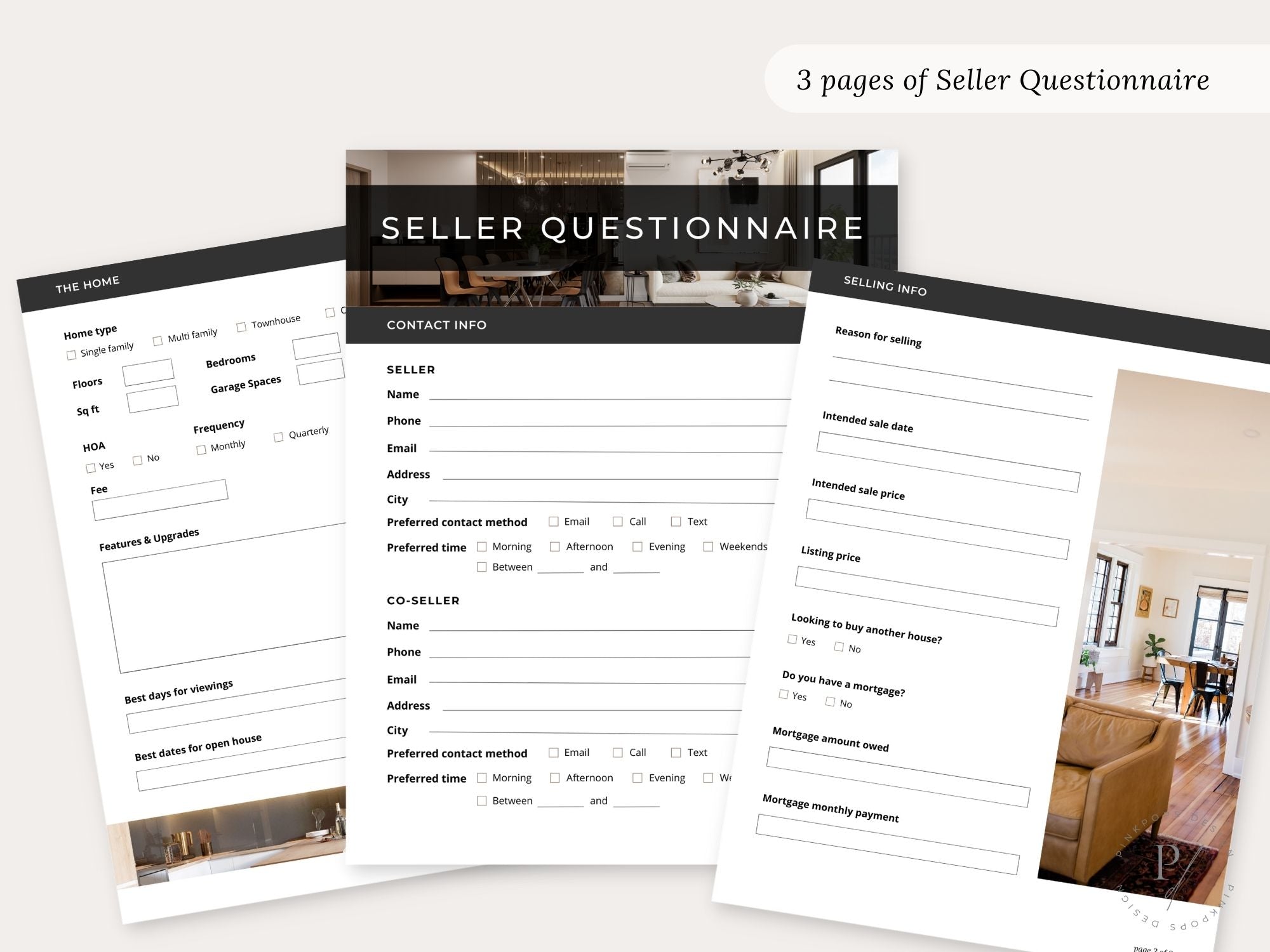Real Estate Black Buyer & Seller Questionnaire Bundle - Sophisticated and editable templates for efficient communication in a classic black color scheme.