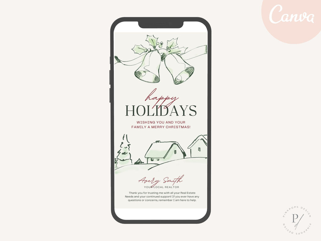 Real Estate Happy Holidays Digital Christmas Card - Spreading Holiday Cheer and Warm Wishes to Clients and the Community